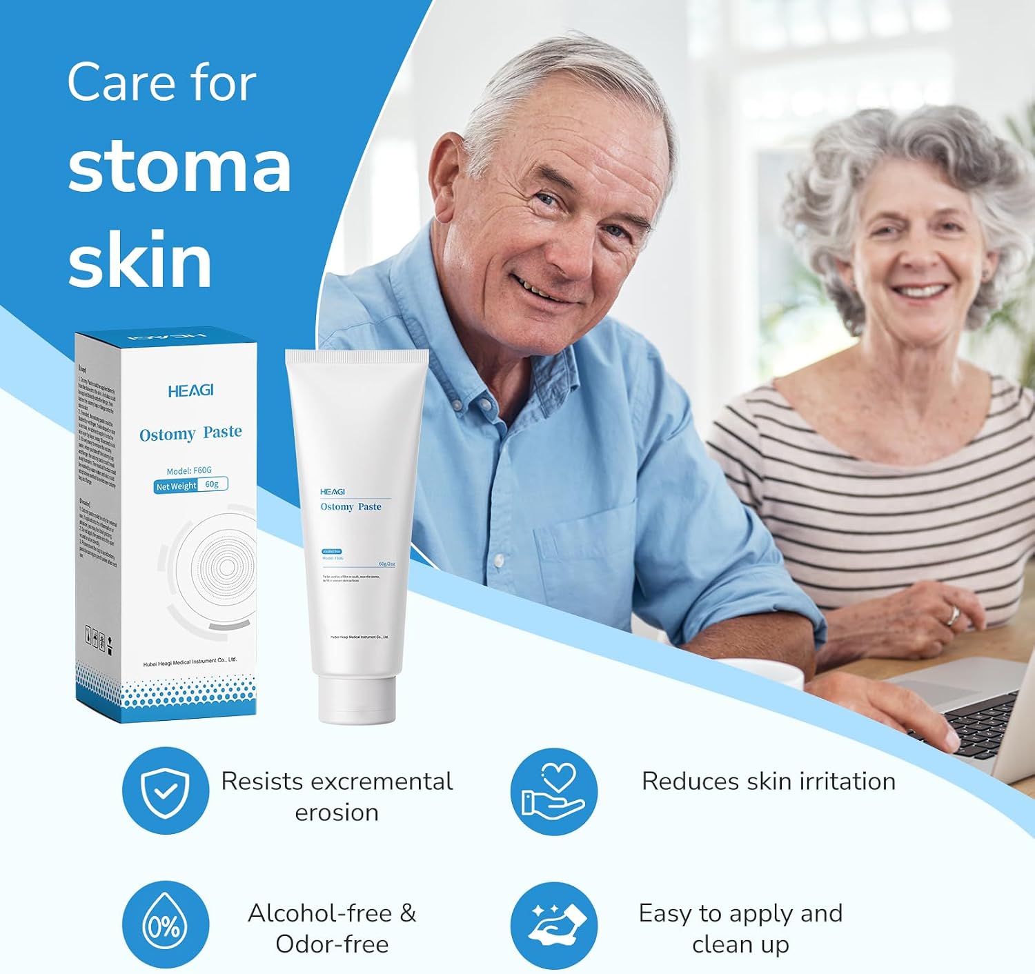 Ostomy Paste Ostomy Supplies, Alcohol-Free Skin Barrier Paste Stomahesive Paste for Reducing the Leakage of Colostomy Bags, 2.1 Ounce Tube