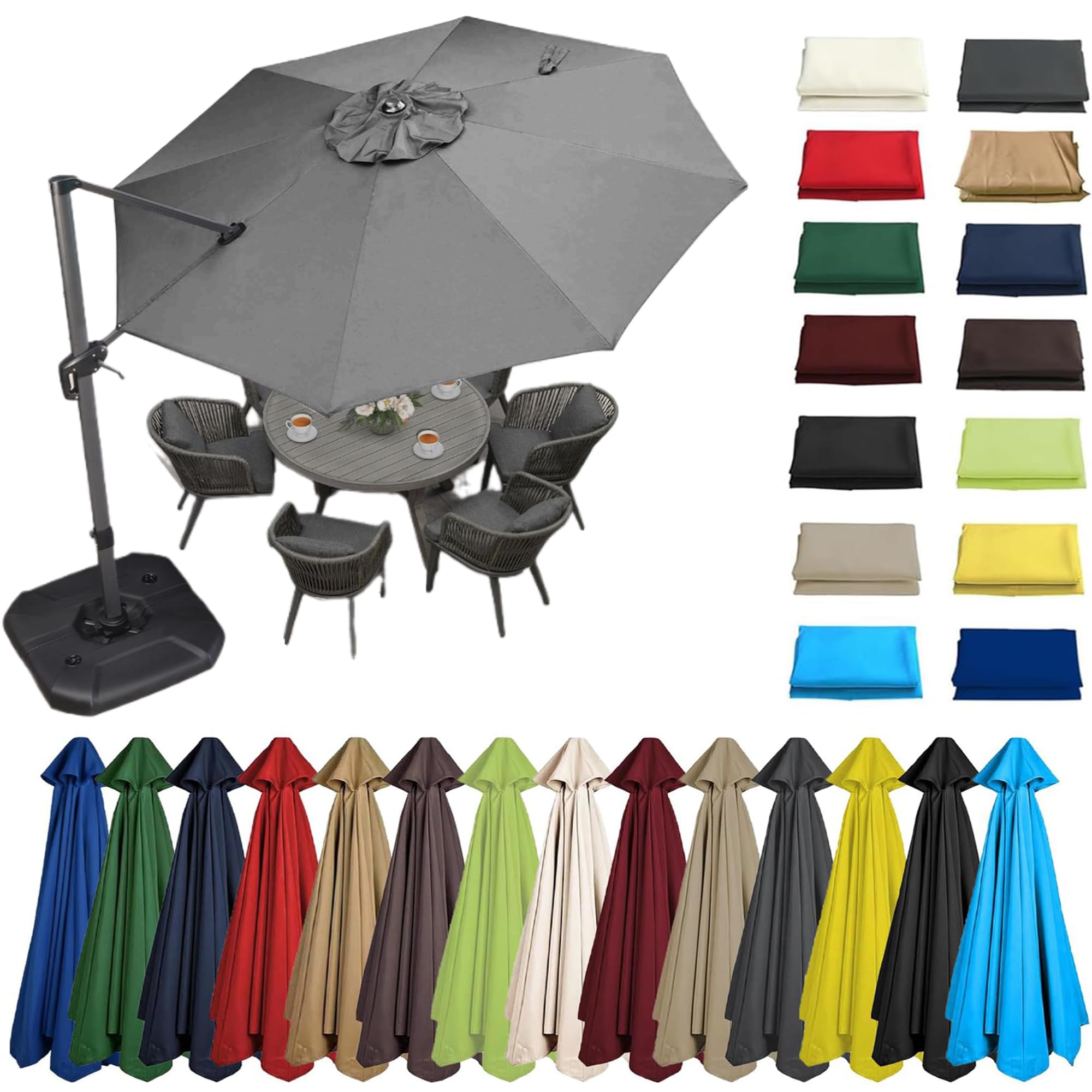 2m-3.5m 6/8 Arms Replacement Parasol Canopy, Umbrella Replacement Fabric, Garden Umbrella Covers Waterproof, Replacement Parasol Fabric Standby Cover, Outdoor Patio Umbrella Replacement Canopy