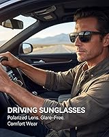Vista 4 de Gafas de sol polarizadas para hombre, anteojos de sol polarizados con protección UV, lentes de sol ligeras para conducir, pescar, jugar al golf