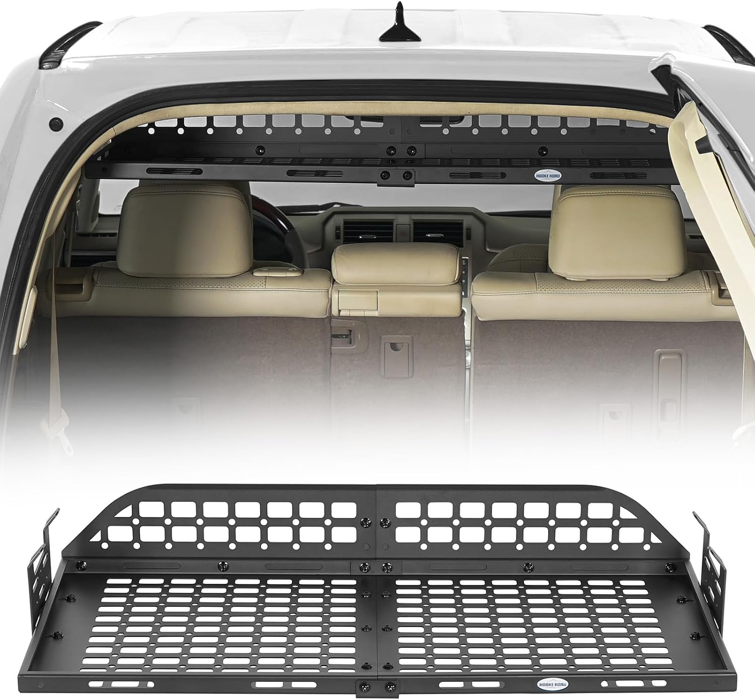 Hooke Road GX460 Trunk Ceiling Cargo Shelf Storage MOLLE Panel for 2010-2023 Lexus GX460, Sturdy Steel Cargo Rack Basket Tray for Overlanding Camping Accessories