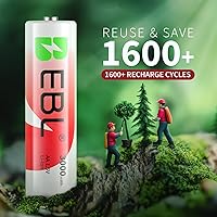 Vista 2 de EBL Baterías AA recargables de litio con cargador, paquete de 8 baterías AA de litio recargables de voltaje constante de 3000 mwh 1.5 V, batería AA