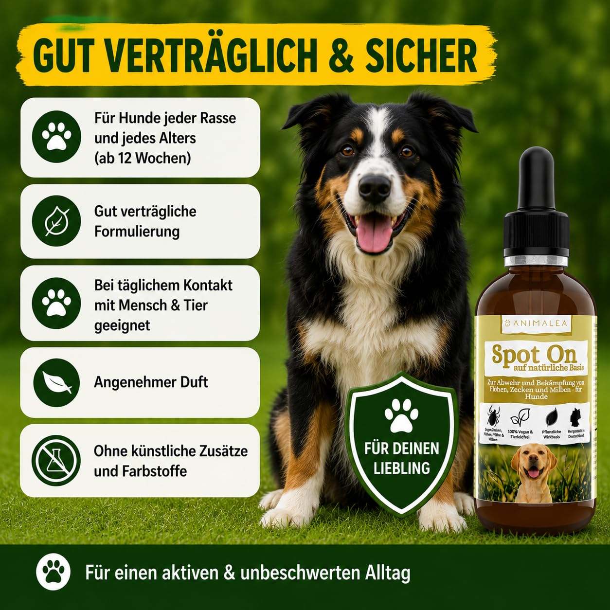 Zeckenschutz für Hunde Spot On - effektiver Schutz gegen Zecken, Flöhe & Mücken für die gesamte Saison - Zeckenmittel für Hunde 50ml - Zeckenabwehr mit Neemöl & ohne Nervengift