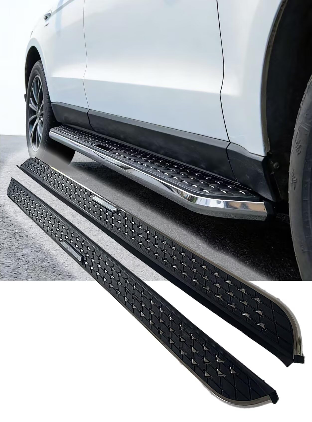 Estribos para MG ZS ZST 2017-2024, 2 escalones laterales fijos de aluminio (con soporte) | Kit atornillado sin taladro | Accesorios para tablero de riel SUV para proyectos de bricolaje, negro (1 juego