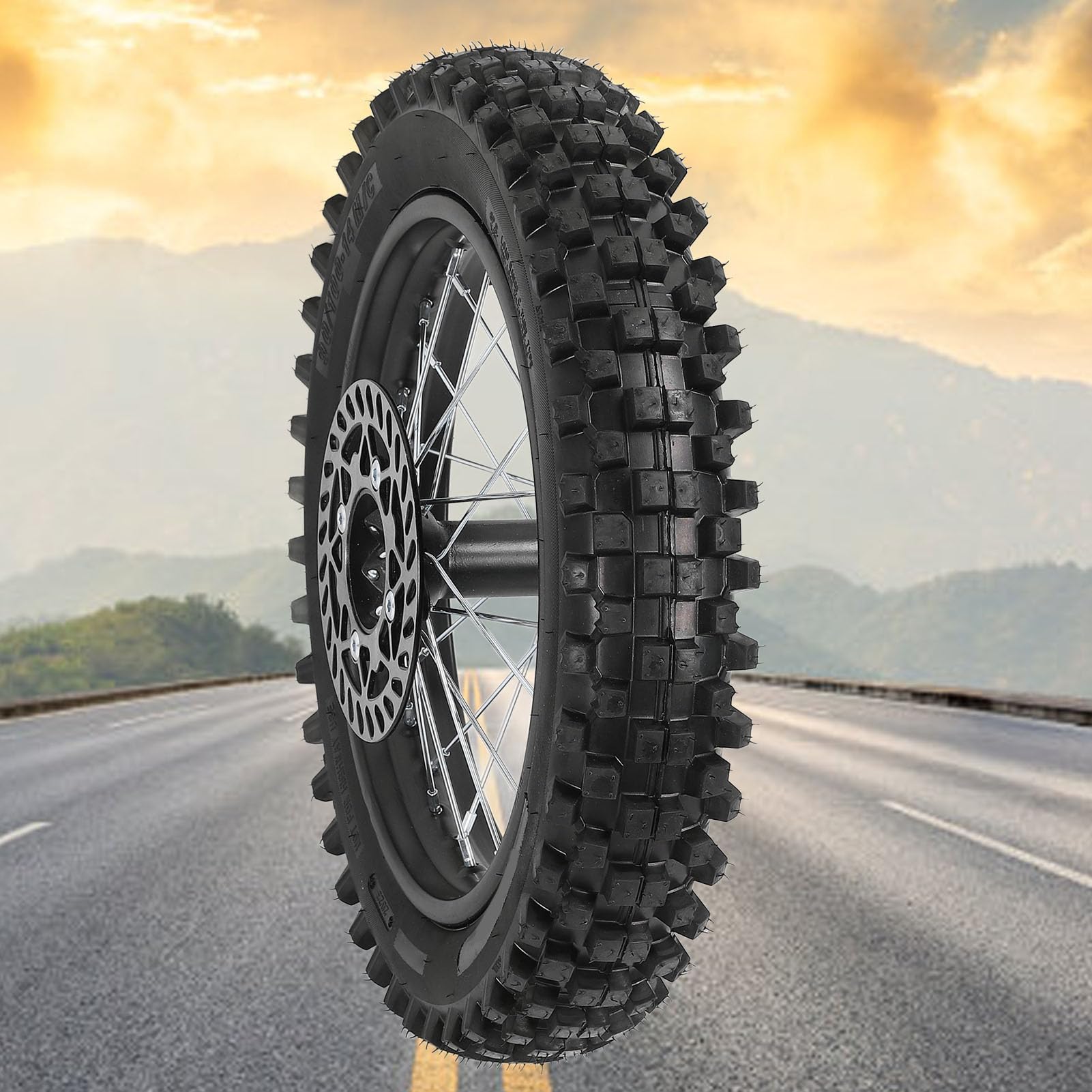Tbest Ruota Posteriore 90/100-14 Per Tao Kayo TSD 110 E TD 125 – Gomma Resistente E Cerchio 14" Con Asse 12mm, Disco 190mm E Pignone 420 41T