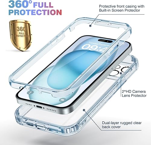 Miniatura 322 de Diaclara - Funda diseñada para iPhone 14 Pro Max, resistente, de cuerpo completo, con protector de pantalla sensible al tacto y antiarañazos + Blanco