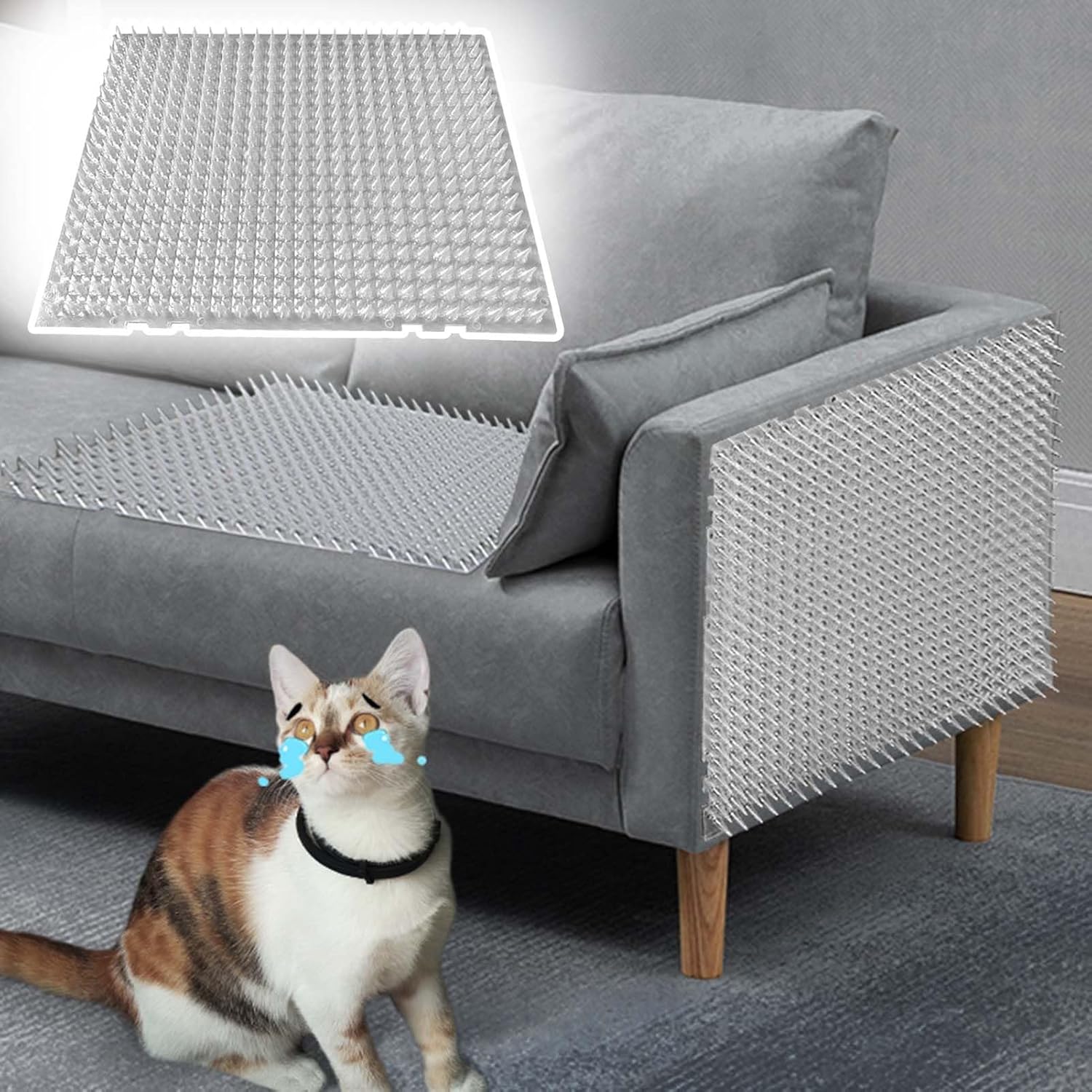 CMYUN 43x34cm Cat Scat Mat Bendable, Indoor Outdoor Cat Pee Deterrent/Pet Repellent Clear, Plastic Animal Repellent for Sofa Furniture/Tree Plant(40 pcs)