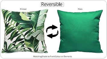 2 Pack Outdoor Cushions Waterproof FILLED 45x45cm With Invisible Zippered Outdoor Garden Cushions Waterproof 18x18 With Cushion Covers & Pillow For Living Room Garden Sofa (Jamil Green)