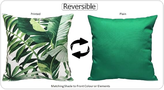 2 Pack Outdoor Cushions Waterproof FILLED 45x45cm With Invisible Zippered Outdoor Garden Cushions Waterproof 18x18 With Cushion Covers & Pillow For Living Room Garden Sofa (Jamil Green)