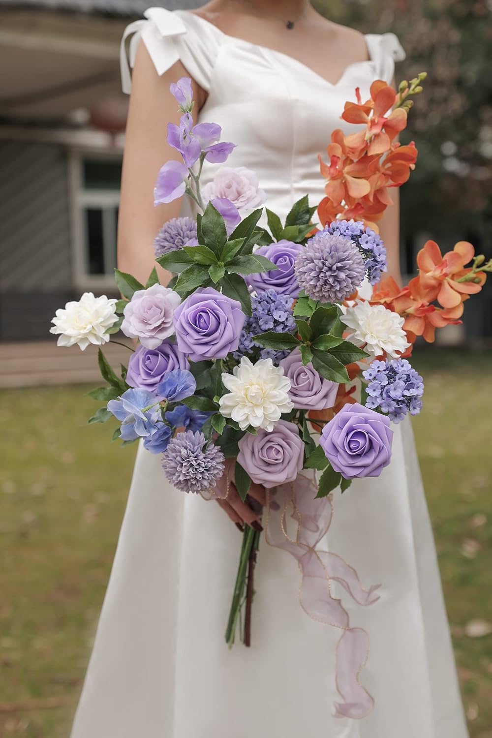 Artificial Flowers Combo Box Set Gradient Color Flower Leaf with Stems for DIY Wedding Bouquets Centerpieces Baby Shower Party Home Decor (Gradient Purple) - Image 3