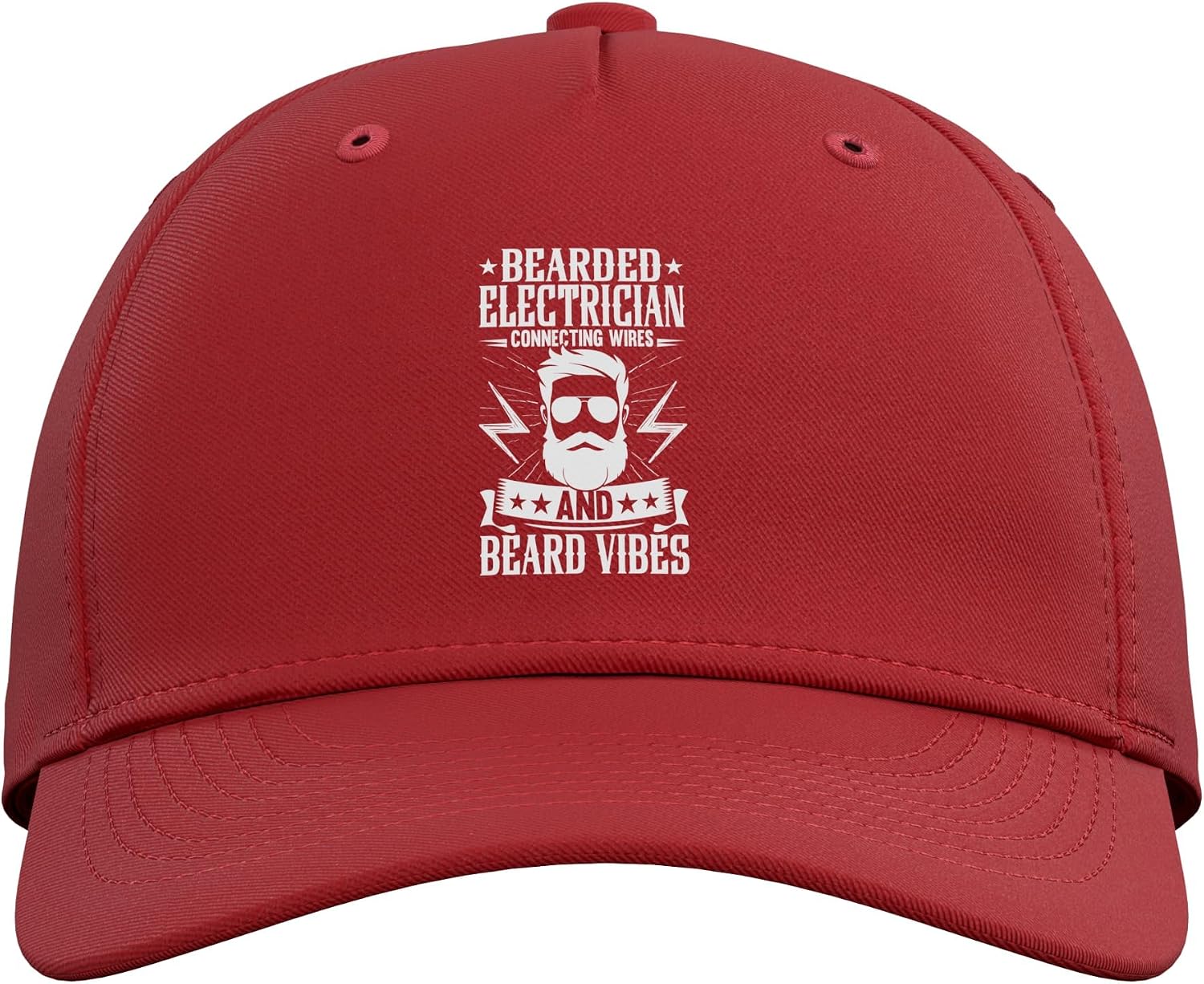 Bearded Electrician Connecting Wires and Beard Vibes Adjustable Baseball Hat image 2