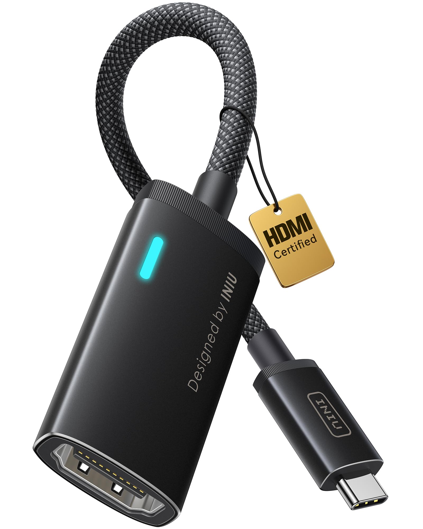 INIU USB C to HDMI Adapter (4K@60Hz), USB-C Adapter (4K HDMI), for MacBook Pro, MacBook Air, iPad Pro, iMac, iPhone 17 16 Pro Max, Pixelbook, Surface Pro, Dell, XPS, Galaxy, and More