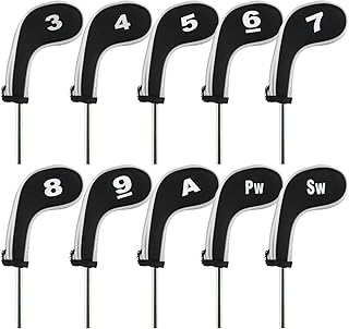 Andux 10pcs/Set Golf Iron Club Head Covers with Zipper for Left Handed Golfer