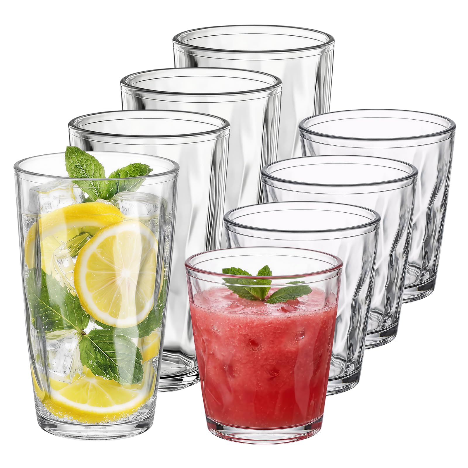 Otopone 8 Pack Plastic Tumblers, Reusable, 510ml & 310ml