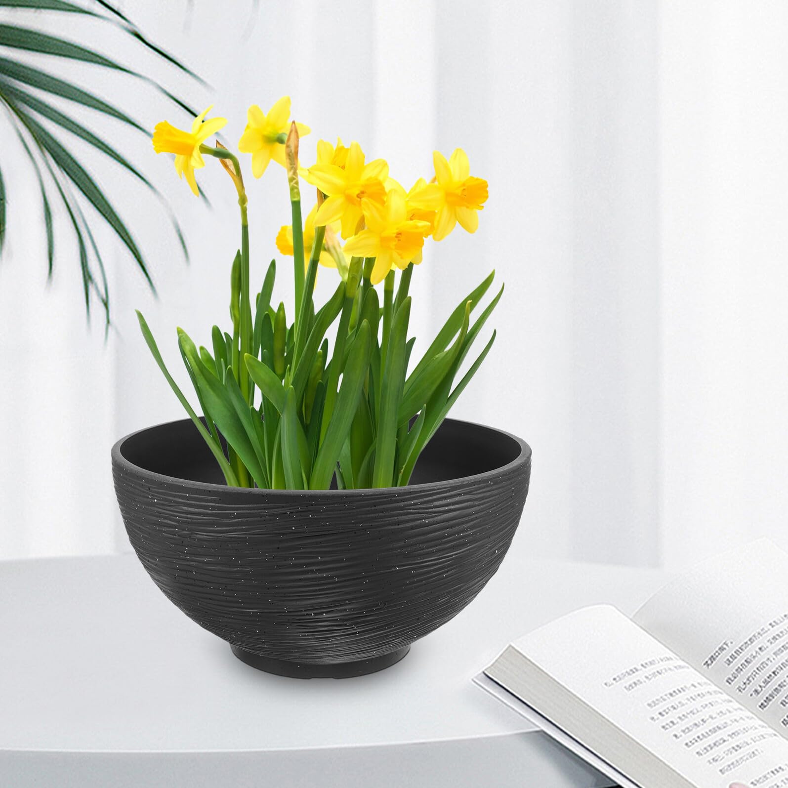 TOYANDONA Pot de Fleurs en Plastique Noir pour Plantes Hydroponiques et Lotus, Résistant la Déformation Chocs, Décoratif pour Jardin et Salon