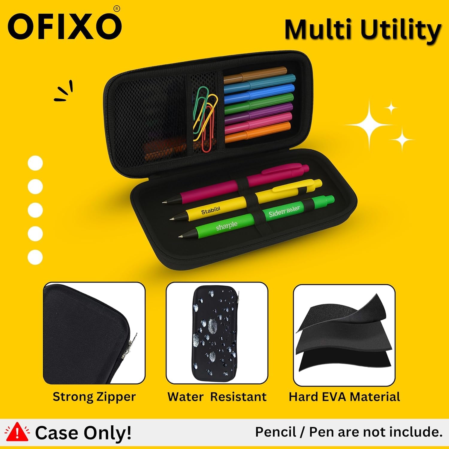 OFIXO Juego combinado – Notas adhesivas coloridas (400 piezas) y estuche rígido – Ideal para la escuela, la oficina y los suministros de arte