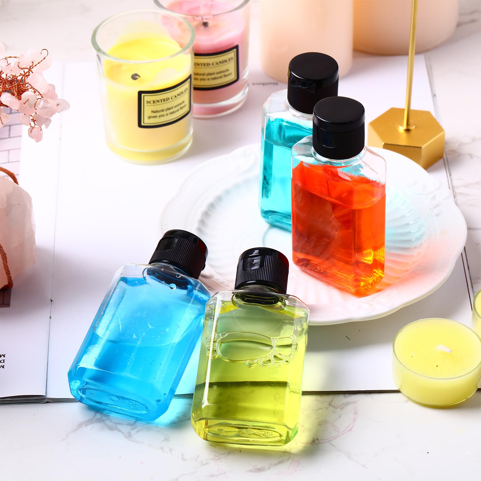 Tanlade 200 botellas desinfectantes de manos transparentes de 2 onzas con tapa abatible, botellas vacías de plástico, reutilizables, rellenables, tamaño de viaje, contenedor desinfectante de manos