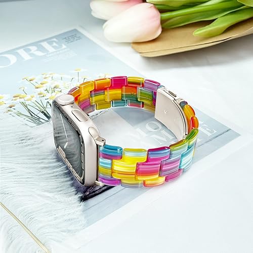 Miniatura 233 de Lightweight Resin Band For Apple Watch Series 11 10 SE 9 8 7 6 5 4 3 2 1 Ultra 3 2, Fashion Adjustable Replacement Strap for iWatch Bands 38mm 40mm