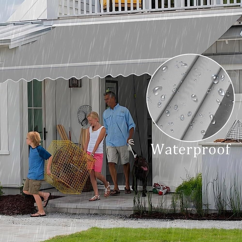 RTVGNSZSJL 300x250cm Markisenstoff Wasserdicht Einziehbare Klemmmarkise Markisenbespannung Canvas Markisen Ersatzstoff Überdachung Für Garten Terrasse Balkon(Green Stripe,16x10ft/5x3m) Garden