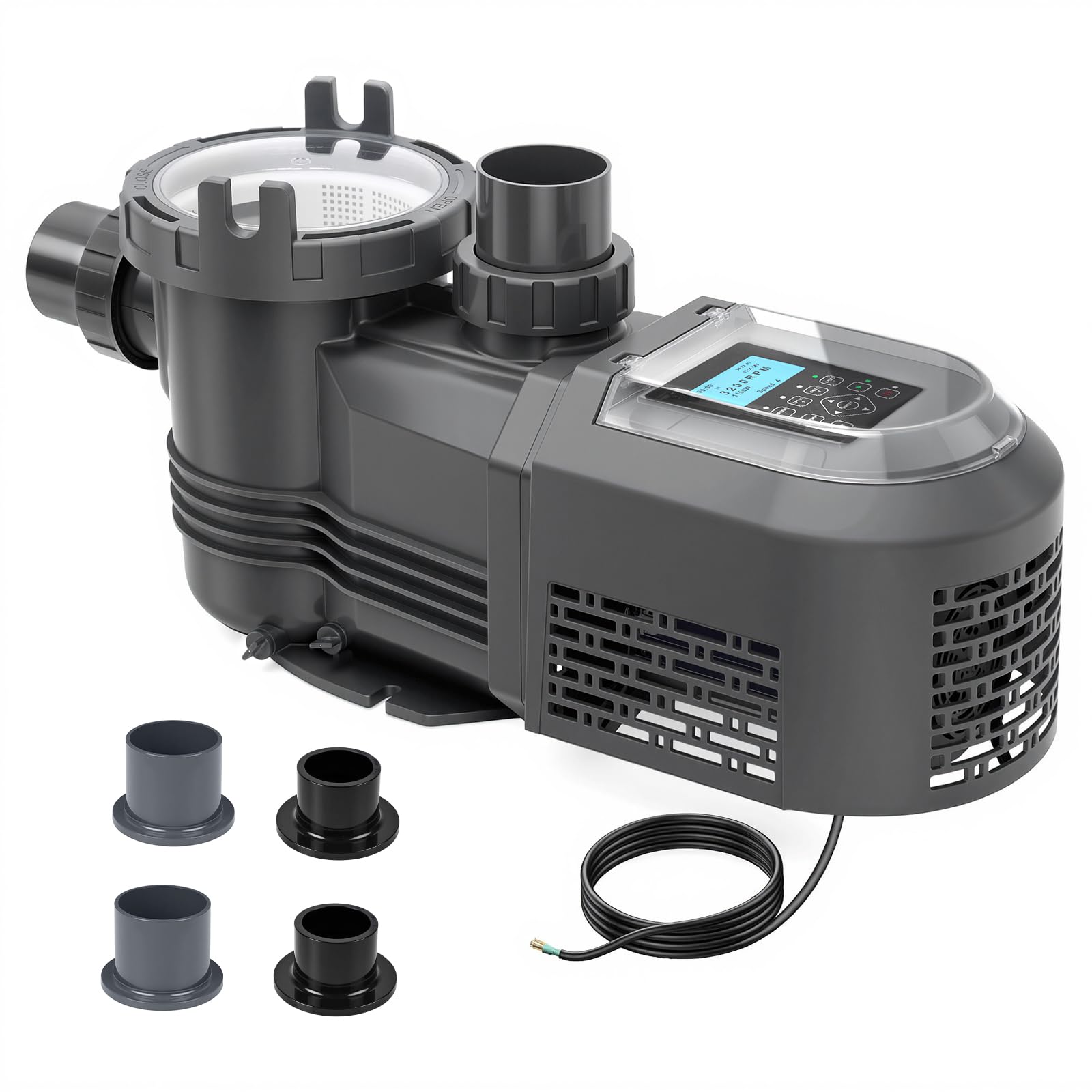 Anbull Variable Speed Pool Pump, 1.8 HP, 220V, 9114GPH, In/Above Pool Pump, Energy Efficient, High Flow, Powerful Self Primming Swimming Pool Pumps with Filter Basket