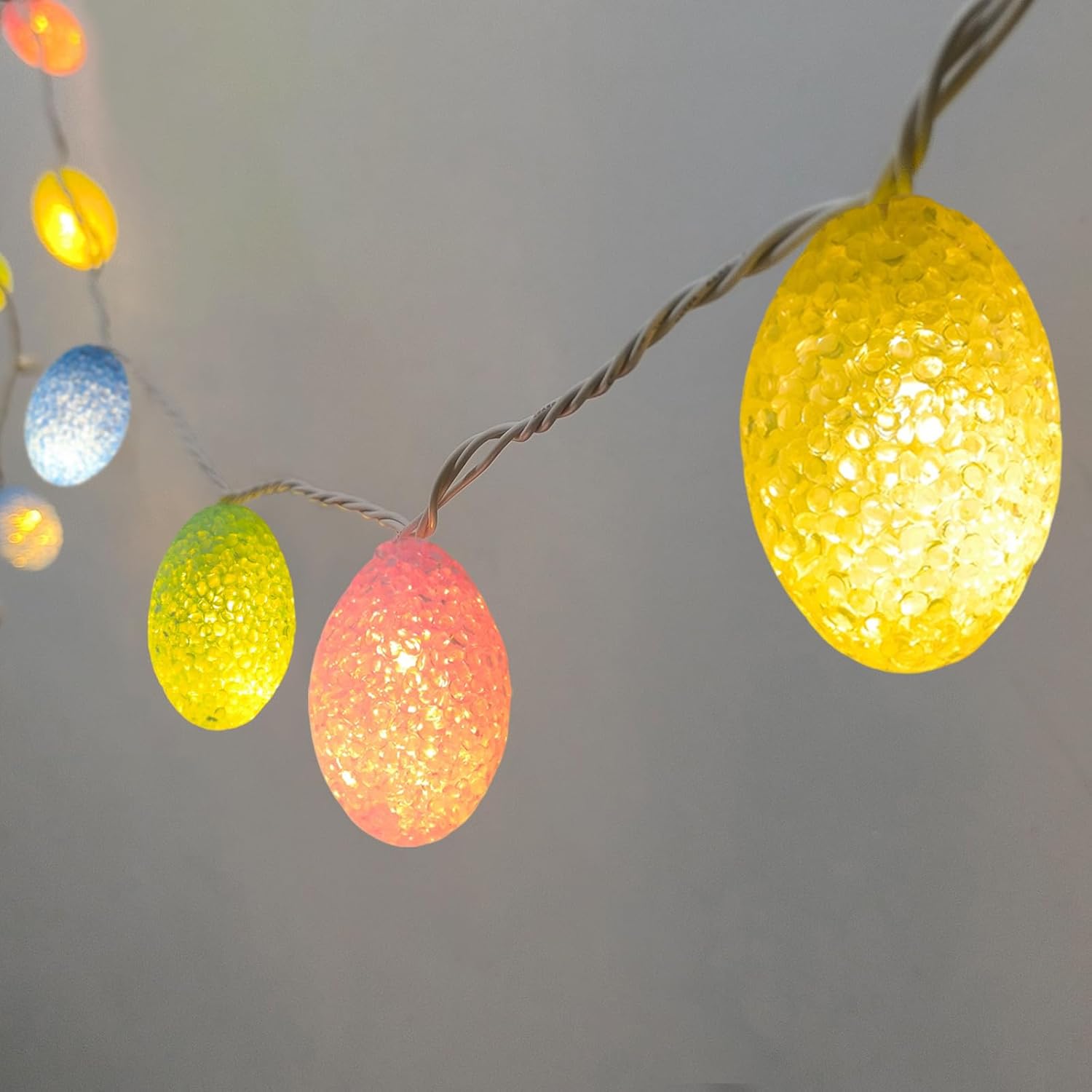 Easter Lights Outdoor 8.2Ft 10 LED Shatterproof Egg Light, Plug in Pastel Easter Egg String Lights for Indoor Bedroom Party Outdoor Garden Home Fireplace Porch Tree Spring Decor