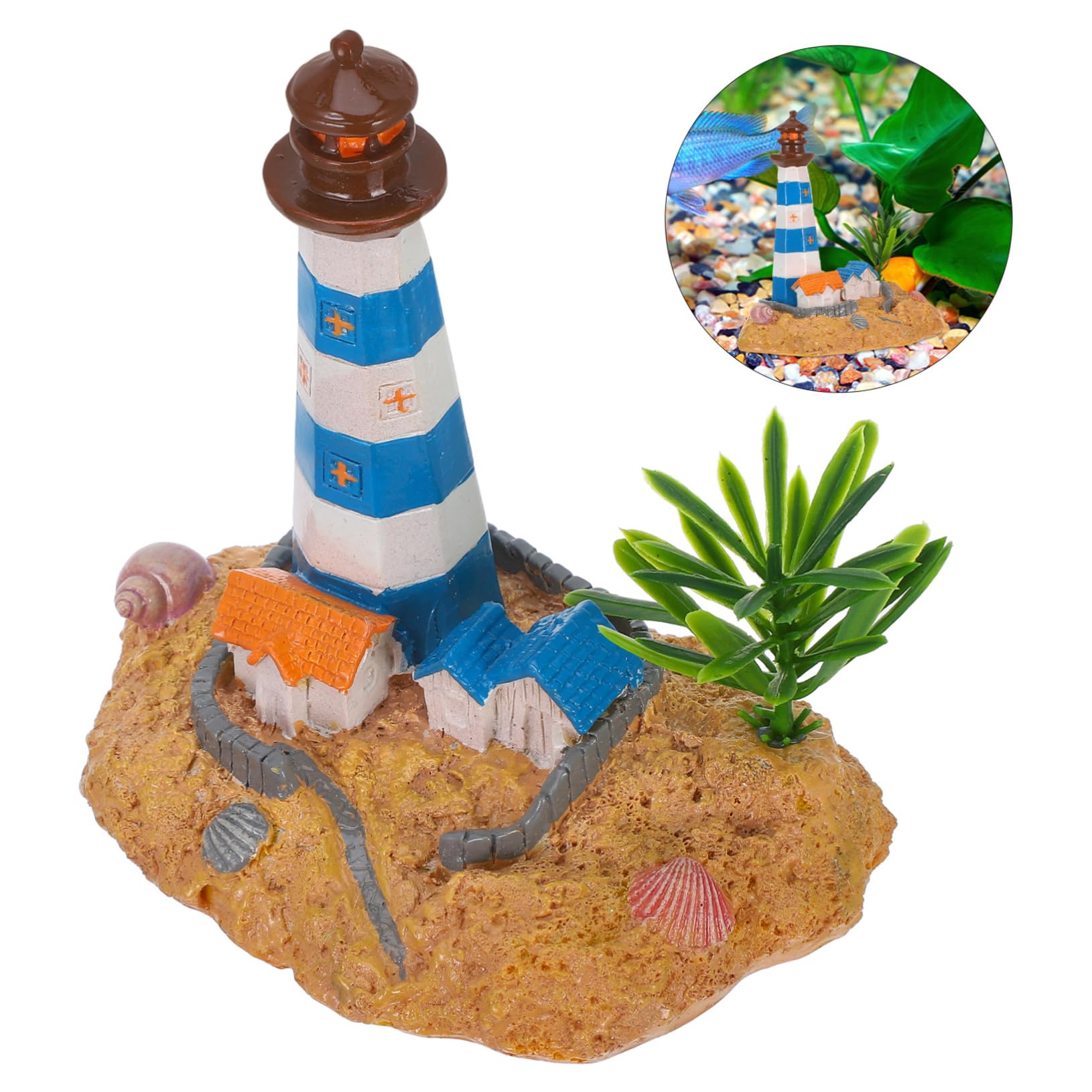 PRETYZOOM 5 Piezas Adornos de Acuario decoración del Faro del Patio Cueva de Decoraciones de Acuario Decoración Acuario Adorno Acuario decoración del jardín Faro Micro Paisaje Resina