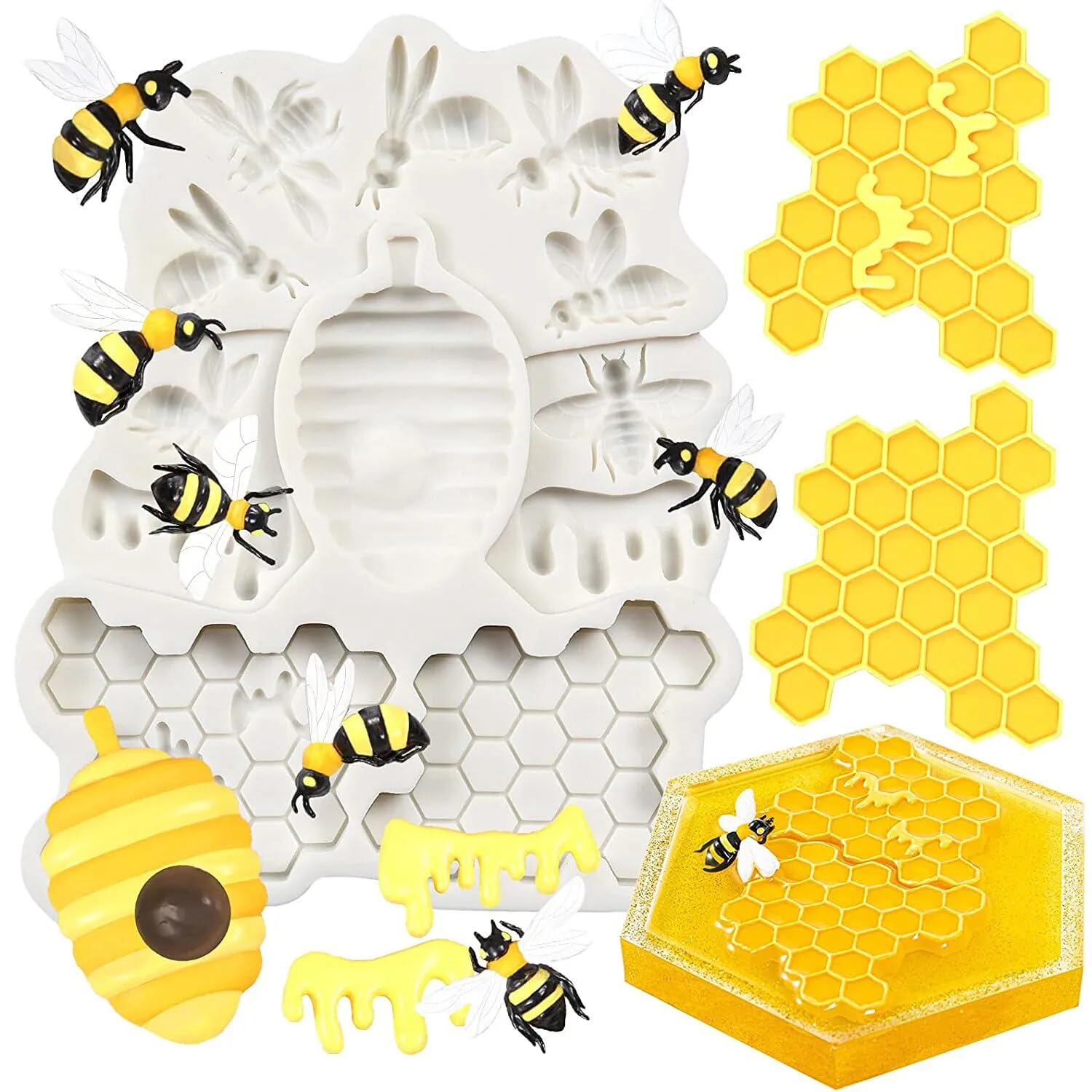 UG LAND INDIA 12 Cavity Honeybee Honeycomb Bee Silicone Molds for DIY Cake Fondant Biscuit Cookies Soap Sugar Pudding Chocolate Hard Candies Dessert Candle Dcor-image-31