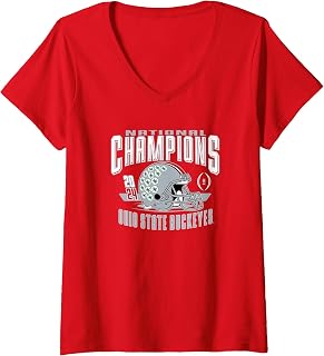 Womens Ohio State Buckeyes National Champs 2024 CFP Blitz Red V-Neck T-Shirt