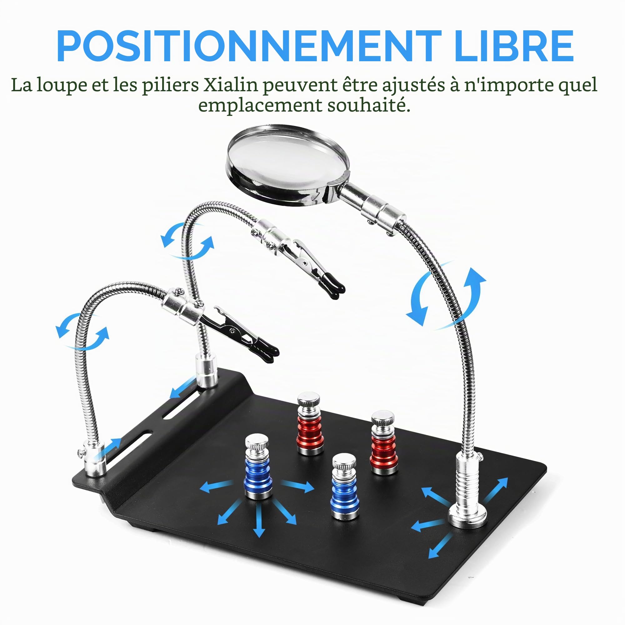 Troisieme Main Soudure, 3eme Main Doté D'Une Base MagnéTique Puissante et D'Une Colonne PCB, Support Soudure Convient Pour Soudure, RéParations et L'Artisanat