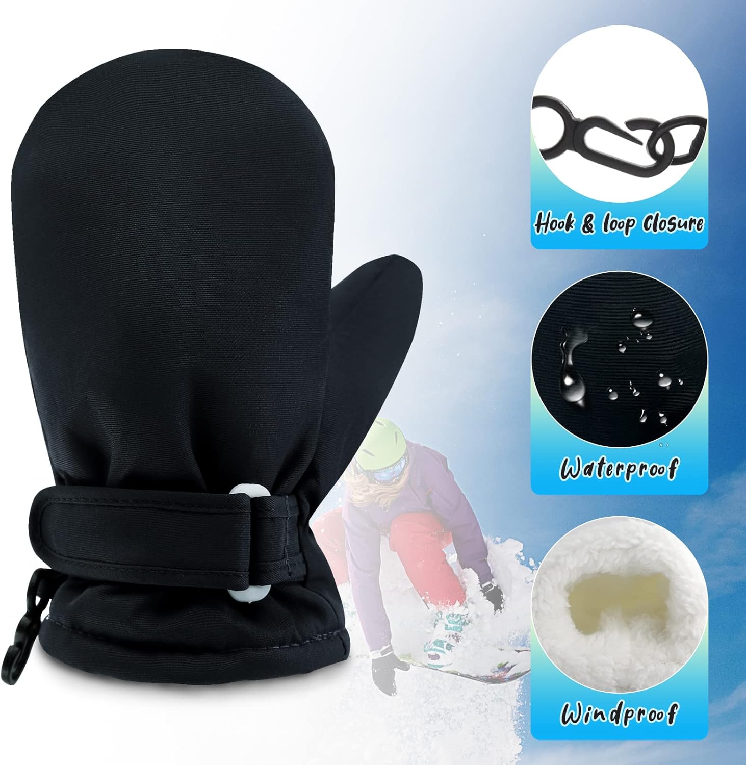 POXIMI Winter Toddler Snow Gloves Baby Boys Waterproof Gloves for Girls Warm Mittens Fleece Ski Mittens for Outdoor Sports - Image 4