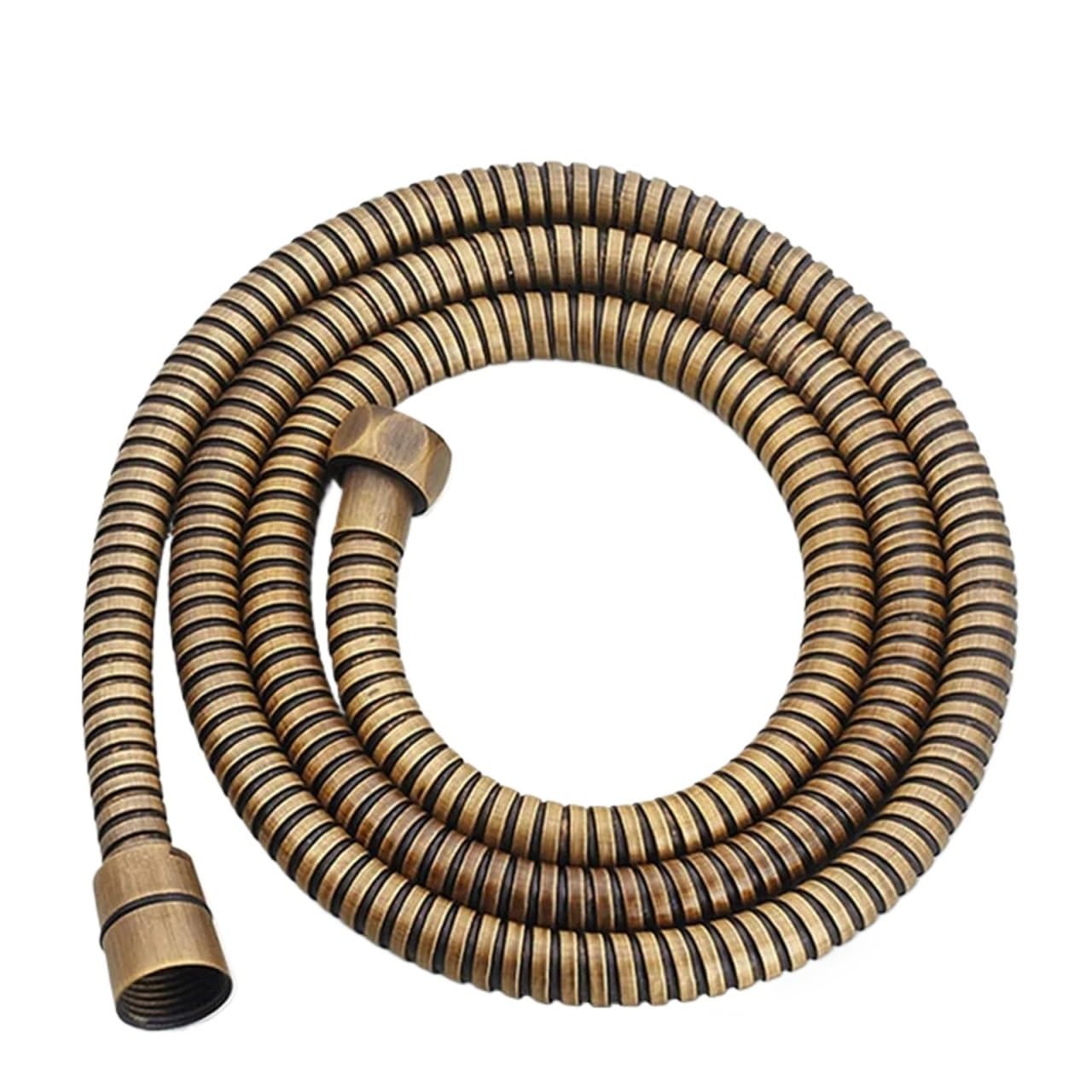 Antique Brass Stainless Steel Flexible Shower Hose Long Bathroom Shower Water Hose Extension Plumbing Pipe Pulling Tube(150cm)