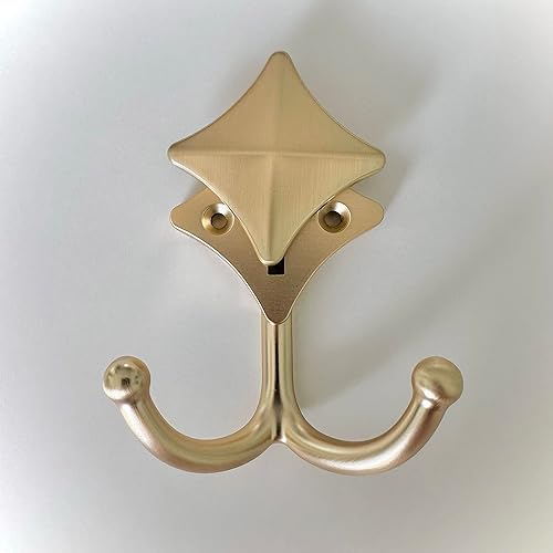 Miniatura 3 de BRIGHTCOR, ganchos dobles clásicos de pared de latón, ganchos para abrigos para pared, bricolaje, ganchos para toallas de pared para baños, ganchos
