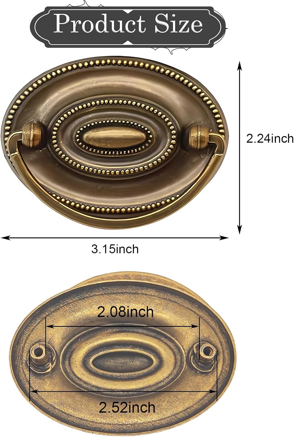 Ring Pull Cabinet Pulls Drawer Handle Pulls for Dresser Cupboard Wardrobe Home Bedroom Kitchen Hardware Decoration 6 Pieces (Bronze)