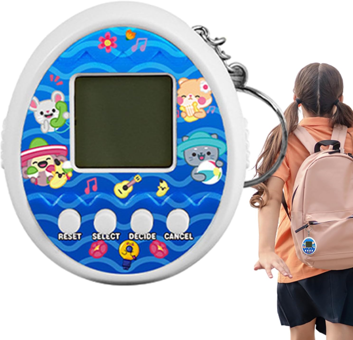 Game Machine Keychain – Funny Virtual Animal Digital Pet Toy | Compact Game Keyring, Mini Handheld Electronic Games For Children And Adults, Travel Fun, Gift Idea