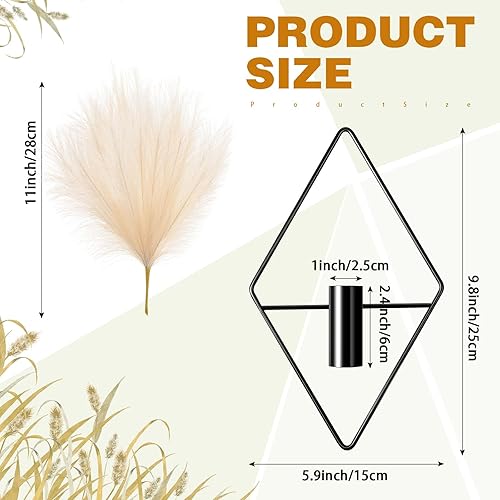 Miniatura 2 de Jexine 2 piezas de decoración de pared bohemia, arte de pared dorado, macetas colgantes con pampas artificiales montadas en metal, decoración