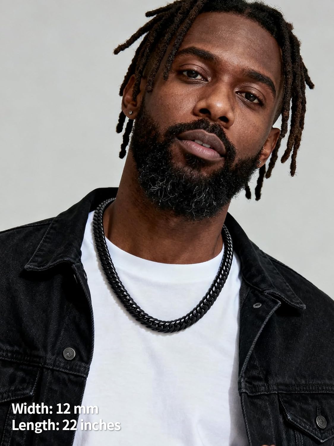 U7 Men Cuban Link Chain Necklace, Stainless Steel Franco Curb Choker, Silver/Black/14K Gold Plated Necklaces for Male Women, 6/9/12mm Width, 18-30 Inches Length Hip Hop Jewelry - Image 2