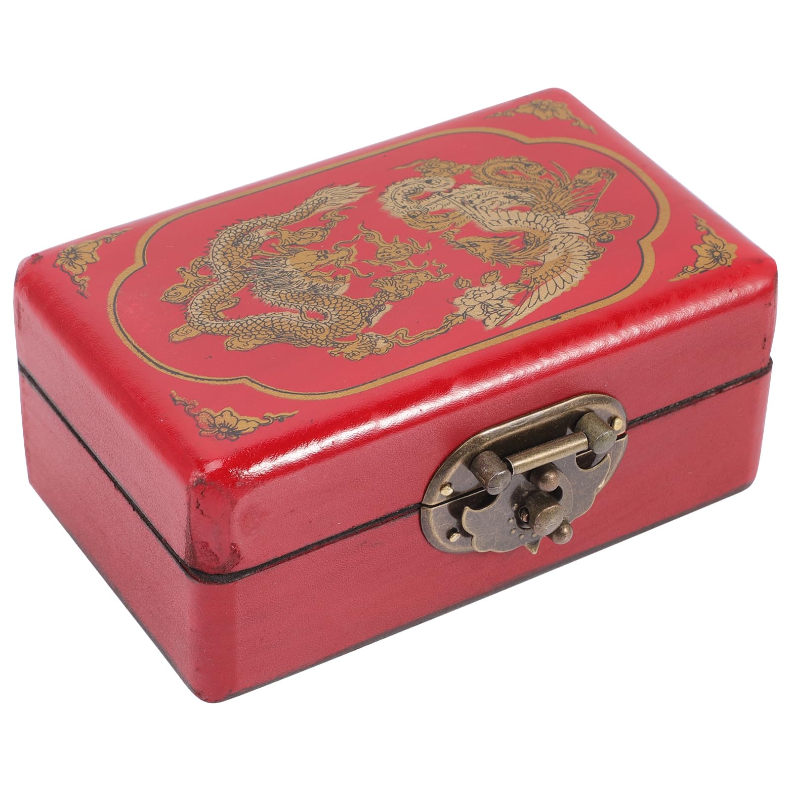 MWTSYSQ Ornament Lockable Vintage Jewelry Box Wooden Organizer Necklace Earrings Storage Case Compact Design Living Room Office Ornament