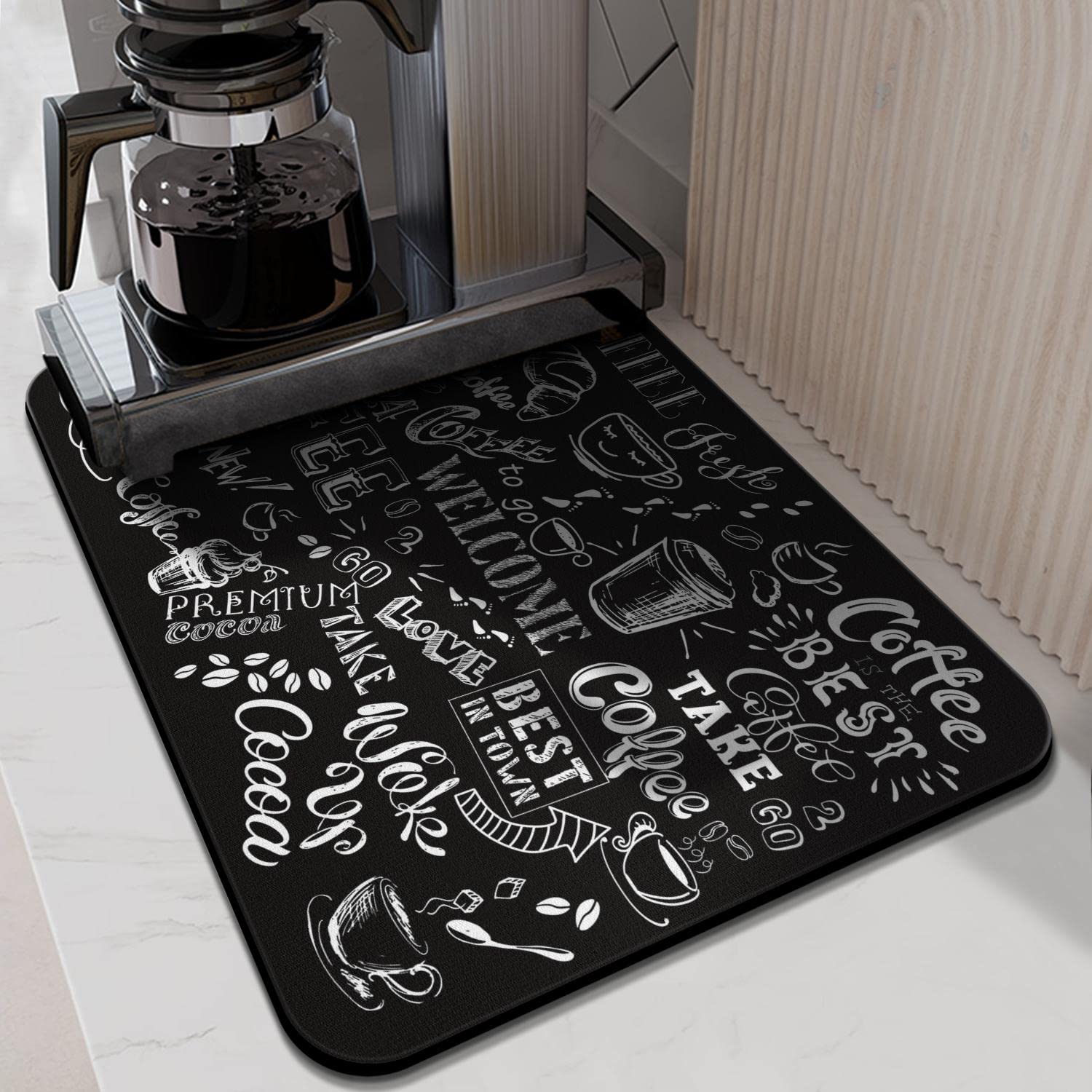 Divertente tappetino da caffè 24 x 18 pollici, tappetino da bar per banconi, assorbente, nasconde le macchie, antiscivolo, accessori per bar da caffè, adatto per sotto la