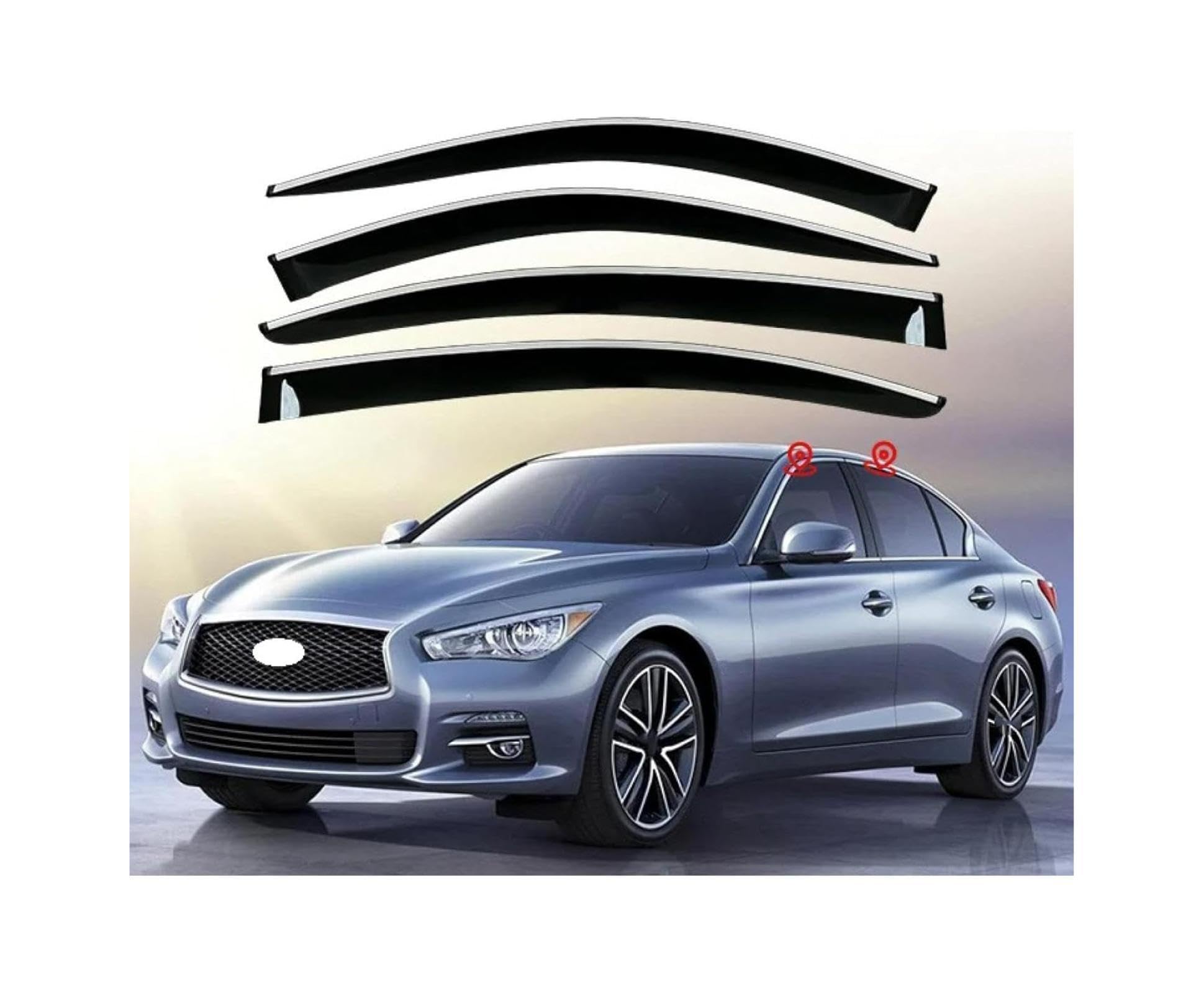 QILING Owiewki szyb bocznych do samochodów Infiniti Q50/Q50S MK1 2013-2022 2023 2024 2025 Osłony okienne Osłony przeciwdeszczowe Owiewki Markizy na przednią szybę