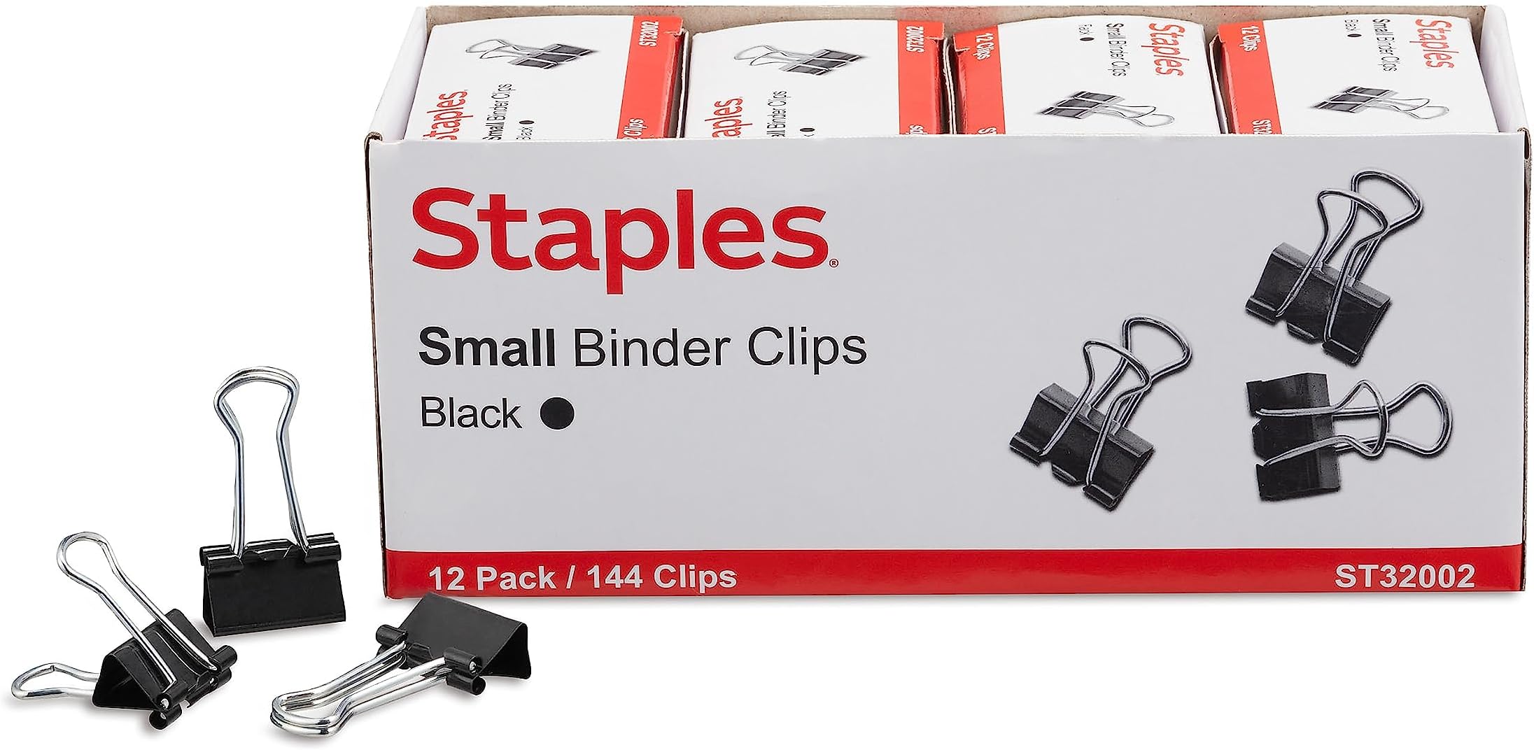 Staples 0.75-inch W Binder Clips, Small, Black, 432/Carton (ST32002/32002VS)
