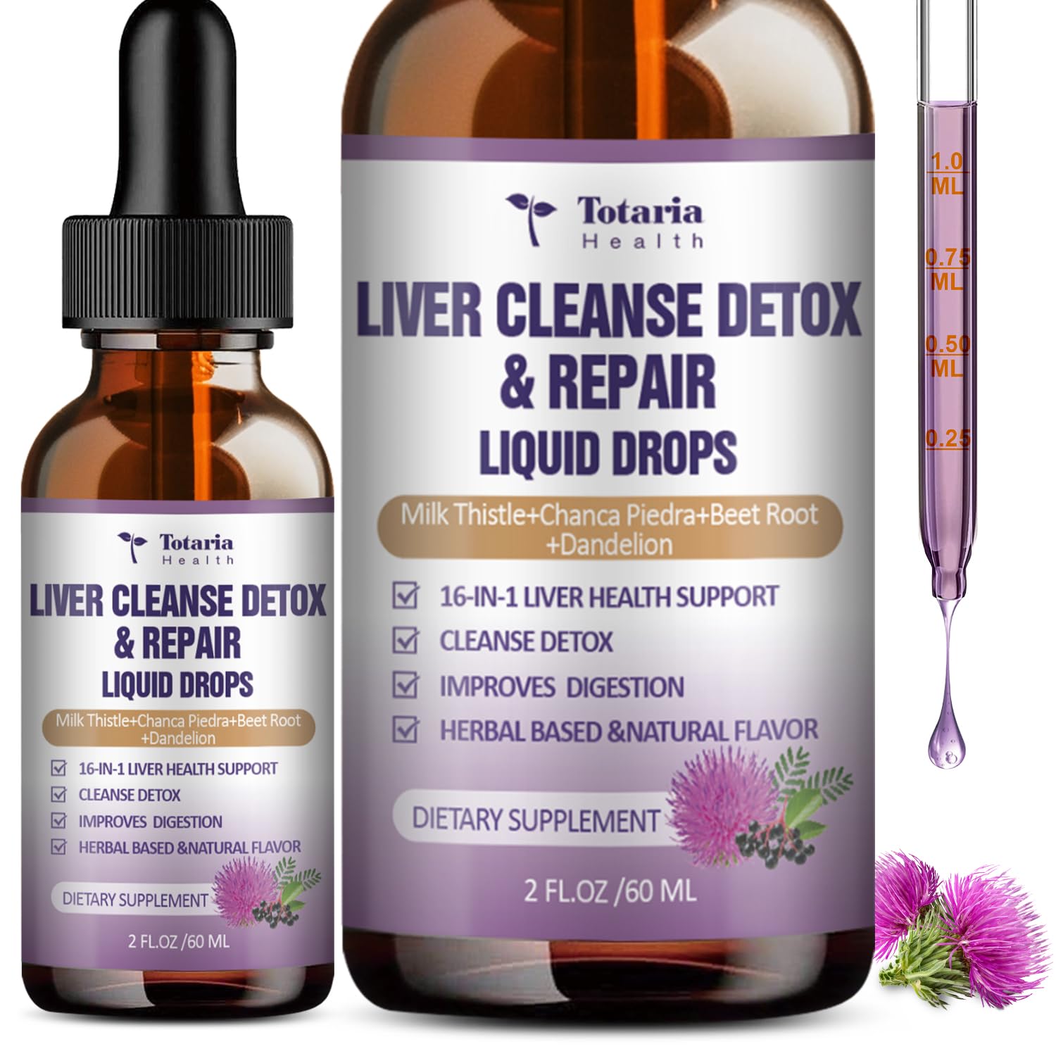 Liver Cleanse Repair Liquid,1100mg Milk Thistle Supplement Dandelion Root and 16+ Herbs for Liver Support Active Liver Health Formula No Sugar Vegan Non-GMO and All-Natural