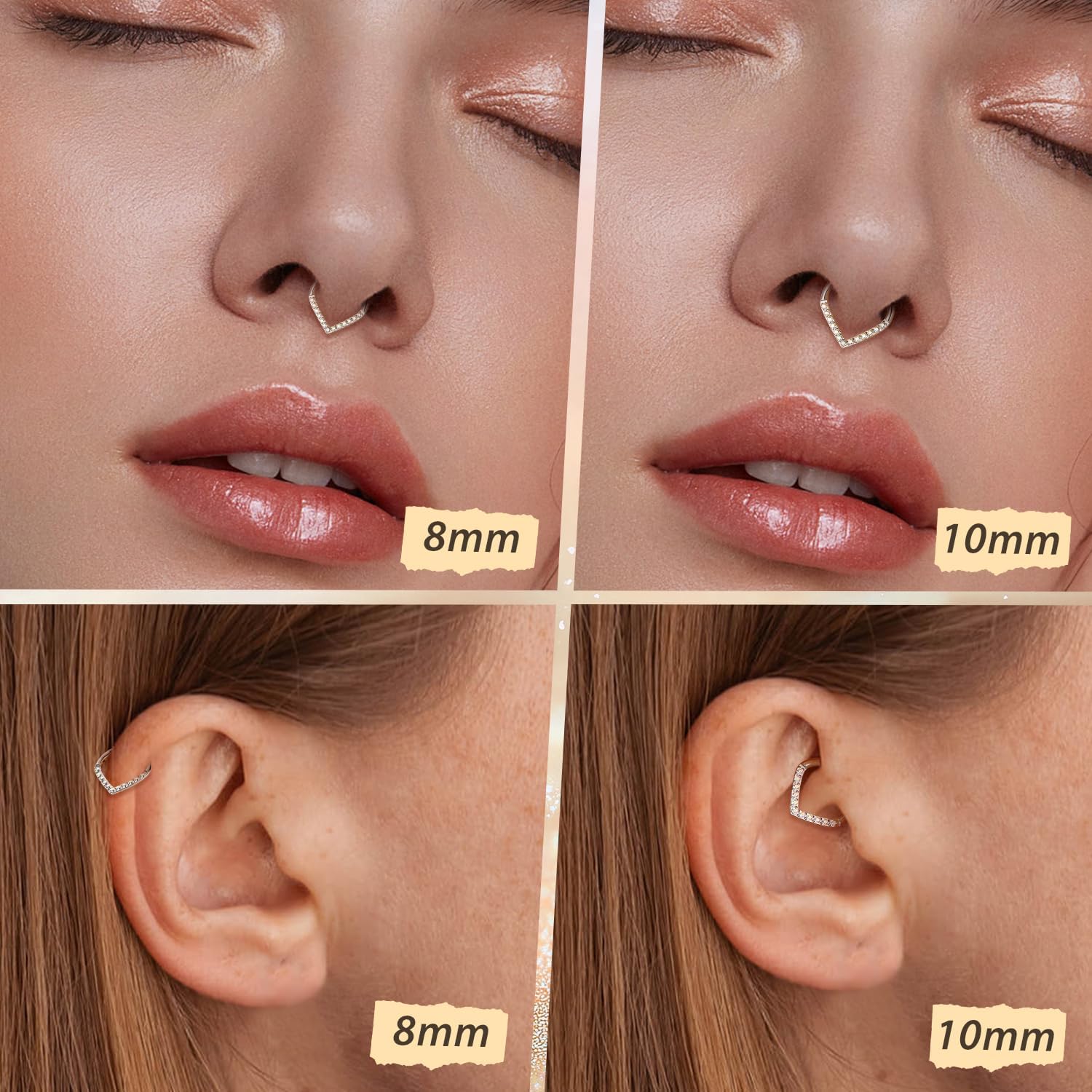 FUNLMO 16G Septum Ring Teardrop Septum Jewelry Daith Helix Tragus Rook Piercing Jewelry CZ Nose Rings Hoops Cartilage Earring 316L Surgical Steel - Image 6