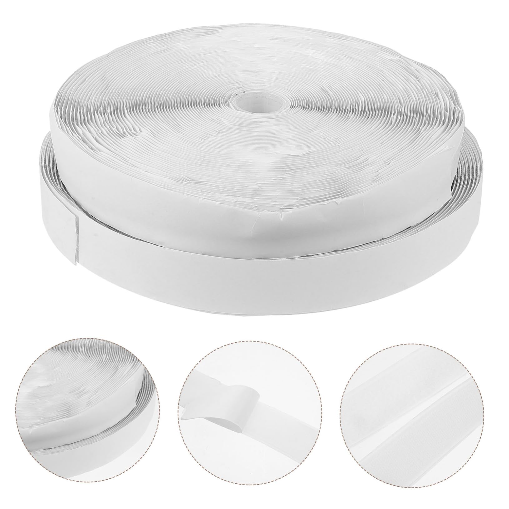 Nastro Adesivo a Strappo Bianco 25m, Set da 1, per Fissaggio | Nailon e Blend di Poliestere, Uso Versatile per Schermi e Tende, Design Autoadesivo Forte Tenuta