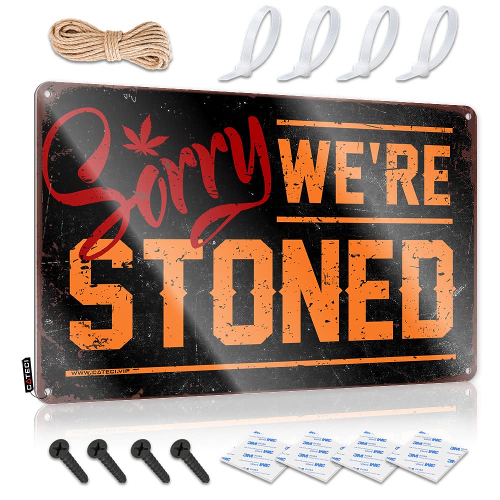 Funny Vintage Signs Tinsign Wall Decor | Sorry We're Stoned Vintage For Longhorn Home(30X40CM)