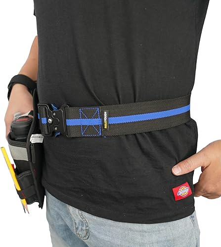 Miniatura 9 de MELOTOUGH Cinturón de herramientas de trabajo de nailon de 2 pulgadas para hombres (negro) + cinturón de herramientas de liberación rápida (azul)