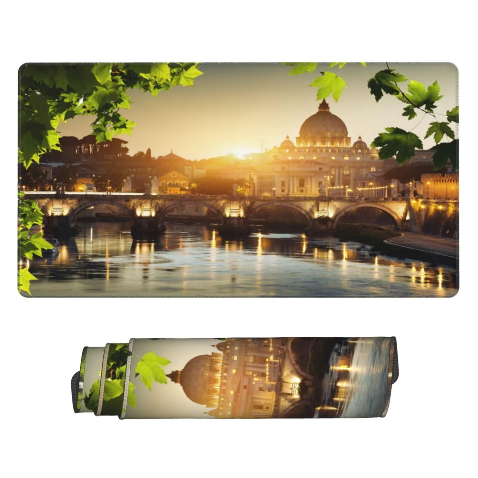 Gaming Mauspad XXL 900x500x3mm Mousepad Verlängertes Groß Mauspad Schreibtischauflage,Genähte Kanten rutschfeste Gummibasis,Verbessert Präzision Geschwindigkeit Home Office Europäischer Stil L-4342