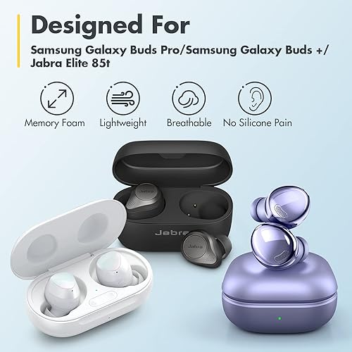 Miniatura 9 de Puntas de espuma viscoelástica para Samsung Galaxy Buds Pro, sin dolor de silicona en las orejas, almohadillas de repuesto antideslizantes, caben en