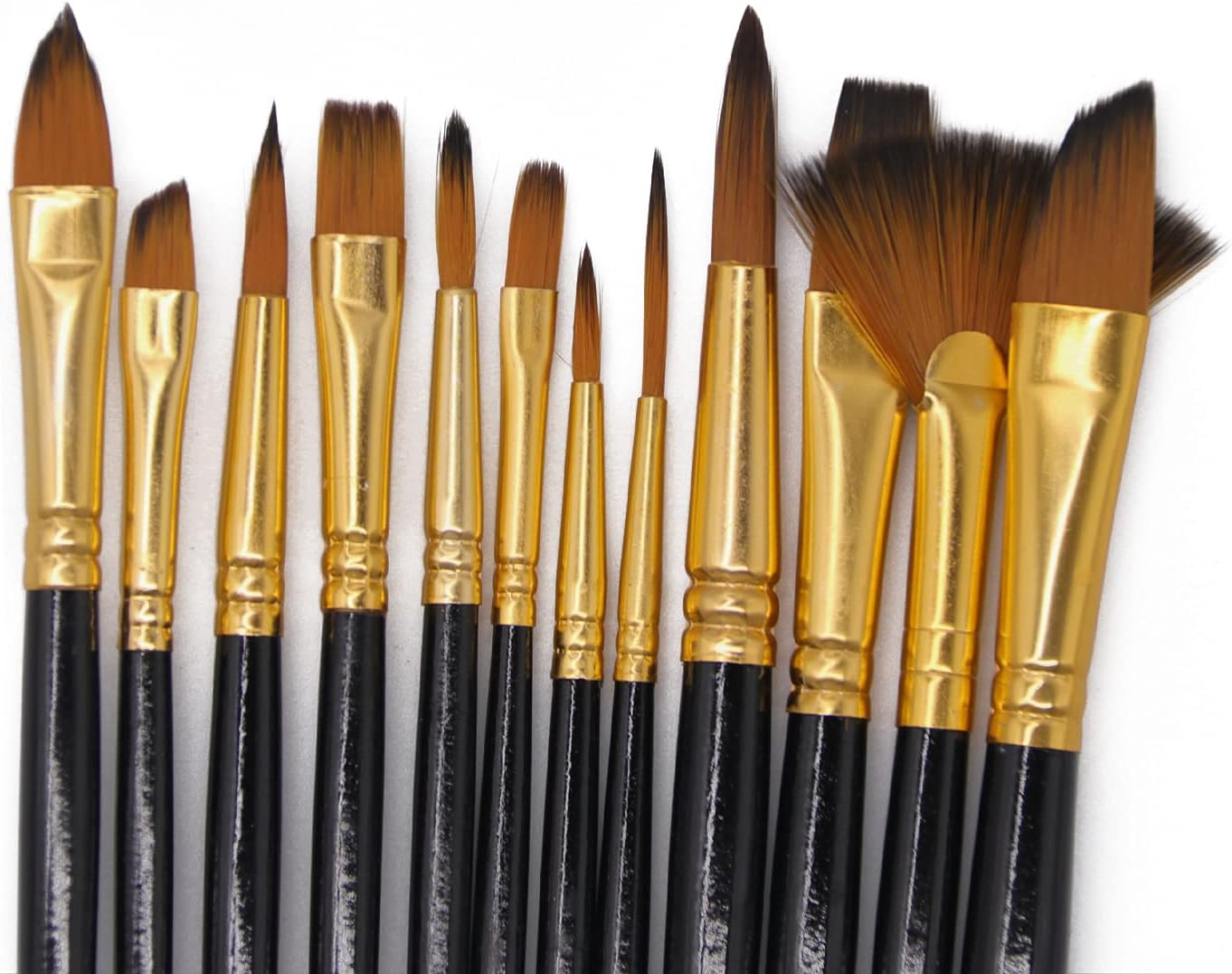 SEEFOUN Paint Brushes Set, 12 Pcs Paint Brushes for Acrylic Painting, Oil Watercolor Gouache Acrylic Paint Brushes, Artists Students & Kids Paint Brushes
