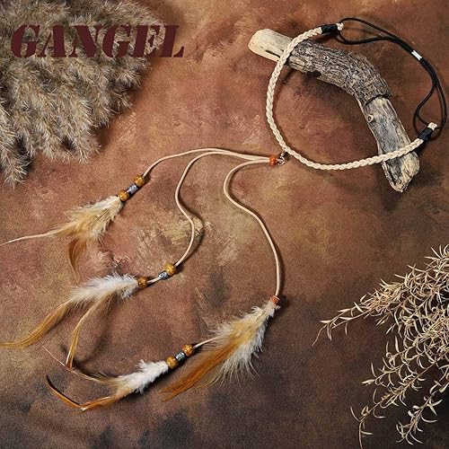 Miniatura 2 de Gangel Diadema de plumas bohemias, diadema hippie para festival, largo, de plumas marrones, accesorios para el cabello para mujeres y niñas