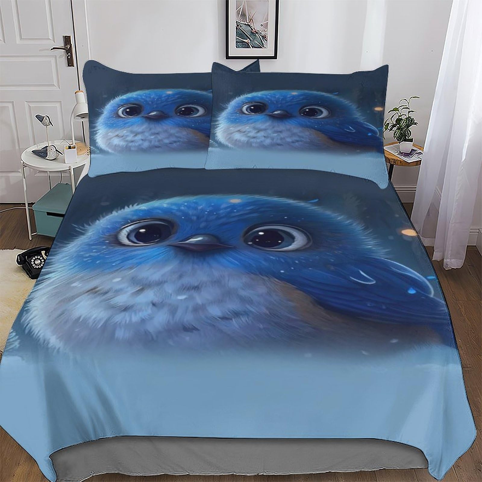 Housse de couette oiseau pour lit King de chambre adulte ou ado
