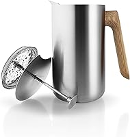 Vista 3 de Eva Solo Nordic Kitchen - Cafetera de prensa francesa de 34 onzas, jarra de acero inoxidable Thermo cafetiére con mango de madera de roble, diseño